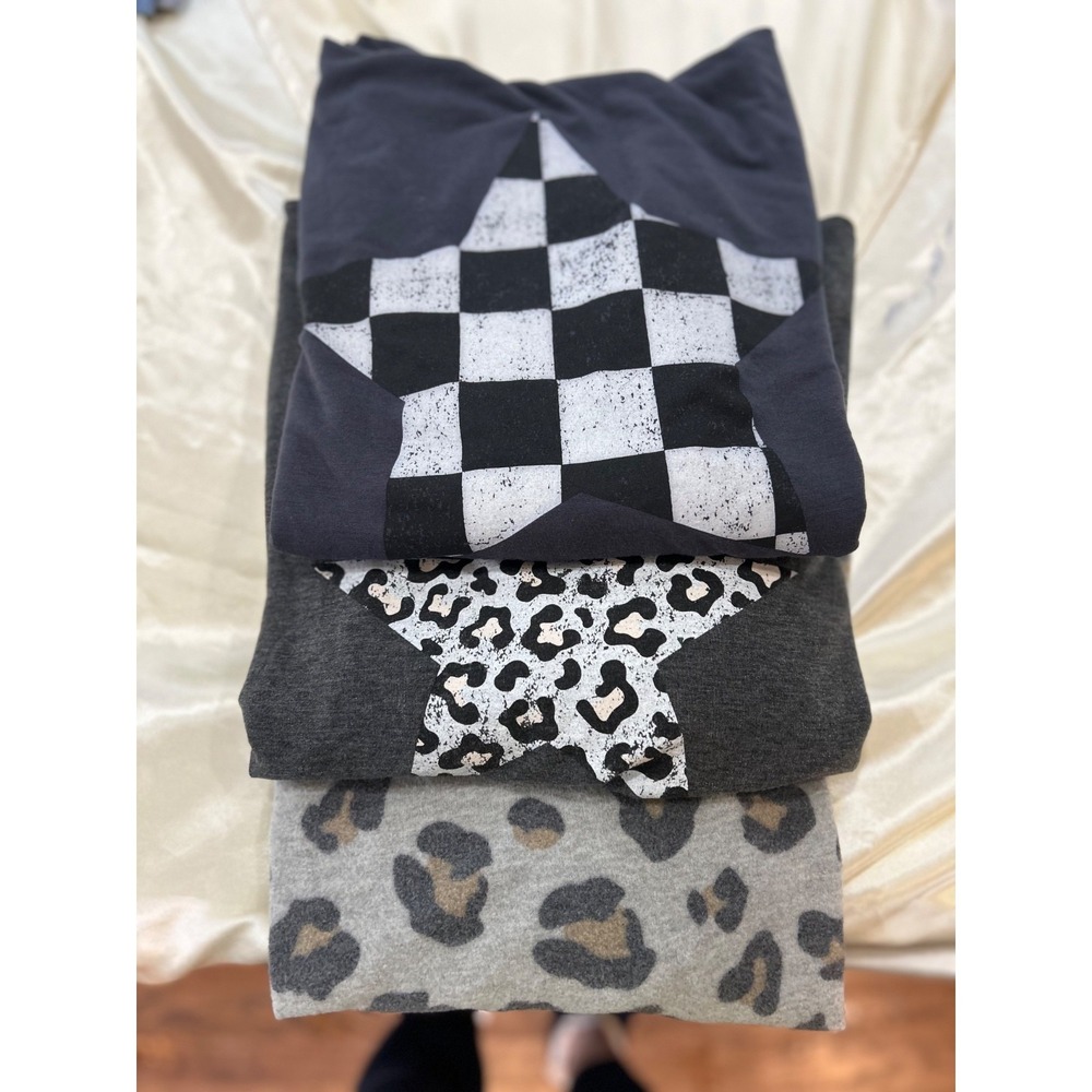 Lot of 3 Pixie Lane XL Pixielane sweatshirts stars leopard checker hooded zipper
